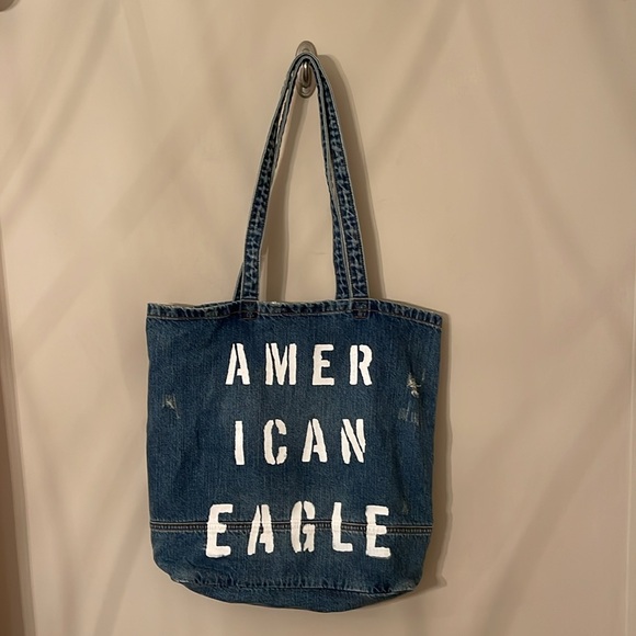 American Eagle Distressed Denim Tote New with Tags - Picture 3 of 16
